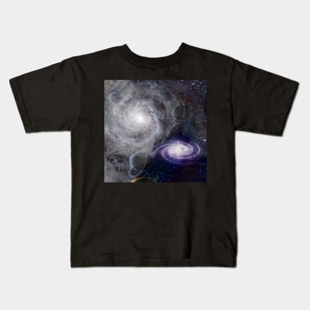 Planets in Deep Space Kids T-Shirt by rolffimages